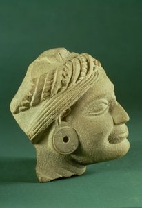 Hlava s turbanem z broušeného pískovce, Sarnath, 3. století před naším letopočtem od Unbekannt Unbekannt