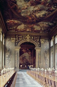 Strop vchodu do Painted Hall, Old Royal Naval College, Greenwich, Londýn od Unbekannt Unbekannt