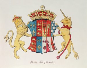 Erb Jane Seymourové (asi 1509-37), třetí manželky anglického krále Jindřicha VIII. (1491-1547) (tisk)
