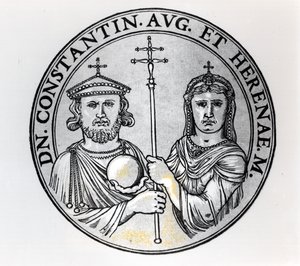 Constantine VI (770-c.797 AD) a jeho matka Irene (rytina) (černobílá fotografie) od Unbekannt Unbekannt