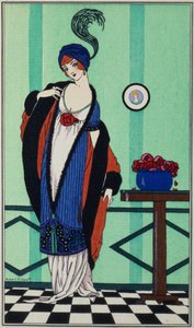 Kožich s mušelínovou tunikou z `Costumes Parisiens od Roberta Pichenota, 1913 od Unbekannt Unbekannt