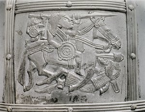 Fragment helmy, z pokladu Sutton Hoo, 7. století našeho letopočtu od Unbekannt Unbekannt