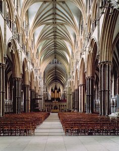 Lincolnská katedrála, 1185-1311, Pohled na hlavní loď, postavená 1215-55, Lincolnshire, Velká Británie od Unbekannt Unbekannt