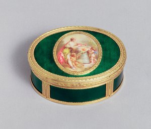 Louis XVI zlatá a smaltovaná tabatěrka, Pierre-Francois Drais, Paříž, 1774