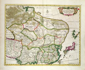 Mapa Mongolska zobrazující část Ruska, Japonska a Číny, c.1680, Frederick de Wit
