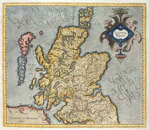 Mapa Skotského království, Scotia Regnum ze 17. století (ovlivněno Mercators Atlasem)