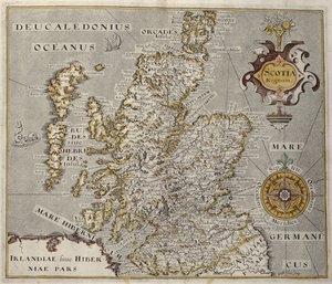 Mapa Skotského království, 17. století Scotia Regnum