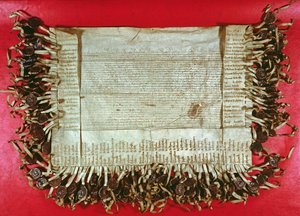 Středověký protestní dopis české šlechty proti tomu, jak kostnický koncil zacházel s Janem Husem (asi 1369-1415), 1415-16 (tuš na pergamenu) od Unbekannt Unbekannt