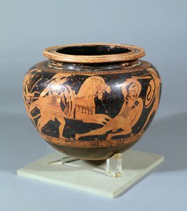 Mísa na míchání (Dinos) zdobená černobílým reliéfem zobrazující hrdinskou bitevní scénu, dílo altamurského malíře, 450 př.n.l. od Unbekannt Unbekannt