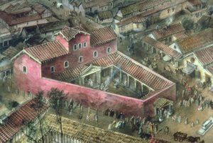 Rekonstrukce trojúhelníkového chrámu z 2. století ve Verulamium od Unbekannt Unbekannt