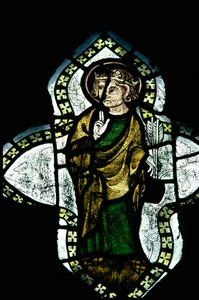 St.Edmund, korunovaný a hbitý, nesoucí šípy své mučednické smrti, barevné sklo ze 14. století od Unbekannt Unbekannt