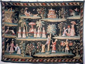 Tapiserie ve stylu Chinoiserie Johna van der Banka, Soho Tapestry Works, začátek 18. století od Unbekannt Unbekannt