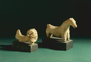 Terakotový lev a kůň, Mohendžodáro 2300-1750 před naším letopočtem od Unbekannt Unbekannt