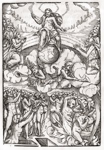 Poslední soud podle dřevorytu Hanse Holbeina (149798-1543) mladšího z „Der Todten Tanz“, vydaného v Basileji, 1843 od Unbekannt Unbekannt