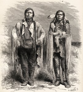 Dva indiáni kmene Ute, ilustrace z knihy "Svět v rukou", vyryl Charles Laplante (zemř. 1903), vydáno 1878 od Unbekannt Unbekannt