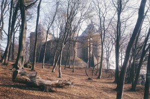 Pohled na hrad Coch, Jižní Wales, z lesa od Unbekannt Unbekannt