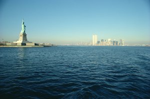 Pohled na Sochu svobody a jižní konec ostrova Manhattan od Unbekannt Unbekannt