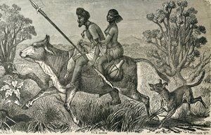 AFRIKA (19. století). Obyvatelé střední Afriky. Rytina. od Unbekannter Künstler