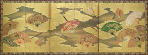 Dekorace otevřených a uzavřených vějířů, období Momoyama (1568-1615) od Unbekannt