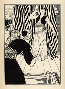 Sultán ukrývá barona de Munchausen. Ilustrace Williama Stranga (1859-1921) a JB Clarka z „Dobrodružství barona z Munchausenu (Munchhausen) od Rudolfa Ericha Raspeho (1736-1794) (1789) od Unbekannt