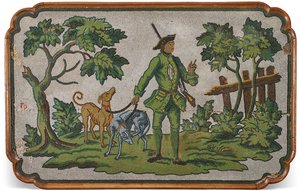 Deska z německého dubu a perličkového příležitostného stolku, cca. 1740 od Unbekannter Künstler