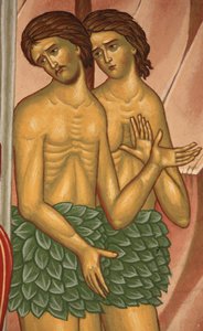 Adam a Eva. Ortodoxní kostel Saint-Antoine-le-Grand Saint-Laurent-en-Royans Francie od Unbekannt