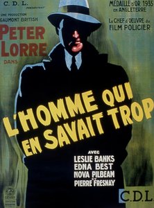 Filmový plakát MUŽ, KTERÝ KAWAN TOO MECH režíroval AlFredhitchCock s Peterem Lorrem 1934 od Unbekannt