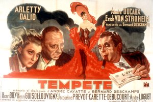 Plakát k filmu Tempete de BernardDeschamps s Arletty Marcel Dalio Annie Ducaux a Erich Von Stroheim 1940 od Unbekannt