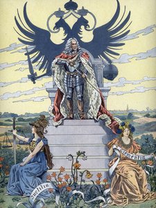 Alegorie „Gott erhalte Franz den Kaiser“ (Bůh ochraňuj císaře), kolem roku 1900 (ilustrace) od Unbekannter Künstler