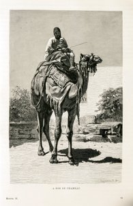 Egypťan a jeho dítě na velbloudu - Ilustrace z Atlasu Egypta od Unknown