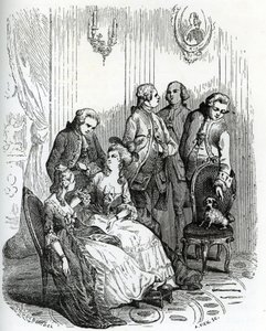 Večer na zámku Vaux-le-Vicomte v době krále Ludvíka XV (1710-1774). 19. století (rytina z knihy "Mysteres des vieux chateaux de France" od Le Francois) od Unbekannter Künstler
