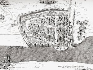 Starověký plán Kingston upon Hull, East Riding of Yorkshire, Anglie, z malebné historie Yorkshire, publikovaný kolem roku 1900 od Unknown