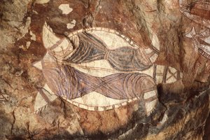 Austrálie, Severní teritorium, Arnhem Land, národní park Kakadu, skála Nourlangie, skalní malby domorodců