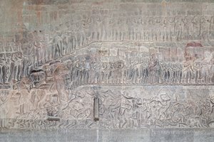 Basreliefit Angkor watin eteläisessä galleriassa Kambodžassa od Unbekannter Künstler