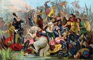 Bitva u Zlatých ostruh (1302), kolem roku 1900 (ilustrace) od Unbekannter Künstler
