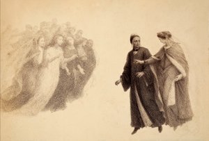 Beatrice na nebeské klenbě ráje ukazuje Dantovi skupinu duší. Ilustrace z Canto III z Paradisa Božské komedie Danta Alighieriho. Dílo Francesa Scaramuzzy věnované florentskému magistrátu. od Unbekannter Künstler