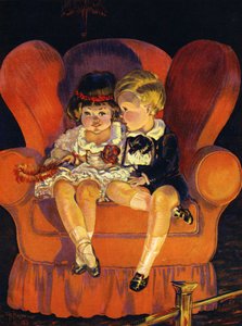 Chlapec a dívka sedící v křesle 1923. od Unbekannter Künstler