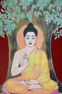 Buddha dává požehnání. Thangka, Káthmándú, Nepál od Unbekannt