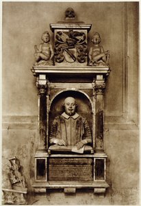 Busta Williama Shakespeara (1564-1616) a nápis (č/b foto) od Unbekannt