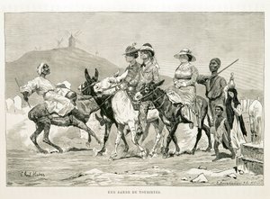 Karikatura západních turistů v Egyptě - ilustrace z Atlasu Egypta od Unknown