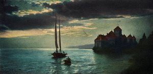 Château de Chillon - zámek u Ženevského jezera (poblíž Montreux) (pohlednice) od Unbekannter Künstler