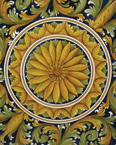 Detailní záběr na stůl, Caltagirone, Itálie od William M. Timlin