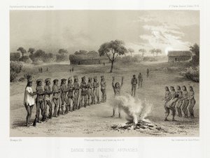 Tanec indiánů Apinage, Brazílie, c 1843-1847 od Unbekannt