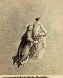 Dante a Beatrice letí rajskou oblohou. Ilustrace k I. kántu Paradisa z Božské komedie Danteho Alighieriho. Dílo Francesa Scaramuzzy věnované florentskému magistrátu. od Unbekannter Künstler