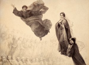 Dante a Beatrice se setkávají se svatým Petrem. Ilustrace k XXIV. kánonu Božské komedie Paradiso od Dante Alighieriho. Dílo Francesca Scaramuzzy věnované florentskému magistrátu. od Unbekannter Künstler