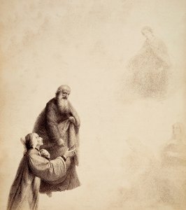 Dante za asistence svatého Bernarda vidí Beatrici sedící na trůnu uprostřed blahoslavených, ve světelné aureole. Ilustrace z Canto XXXI v Paradisu Božské komedie od Dante Alighieriho. Dílo Francesca Scaramuzzy věnované florentskému magistrátu. od Unbekannter Künstler