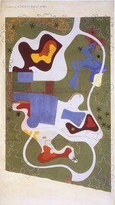 Kresba zahrady vytvořil Roberto Burle Marx / krajinář / malíř / botanik / sochař / hudebník od Unbekannt
