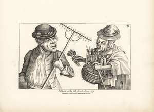Opilý farmář Jones koupí od staré šilhavé Nan celou zásobu dřevěného nářadí. Mědirytina podle satirické ilustrace Timothyho Bobbina (Johna Colliera) (1708-1786) z knihy Human Passions Delineated, John Haywood, Manchester. od Unbekannter Künstler