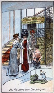 Elektrický výtah, cca 1910 (ilustrace) od Unbekannter Künstler