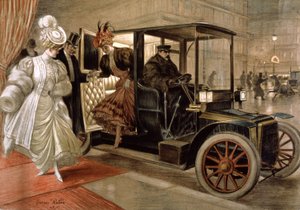 Elegantní ženy vystupující z automobilu od Unbekannter Künstler